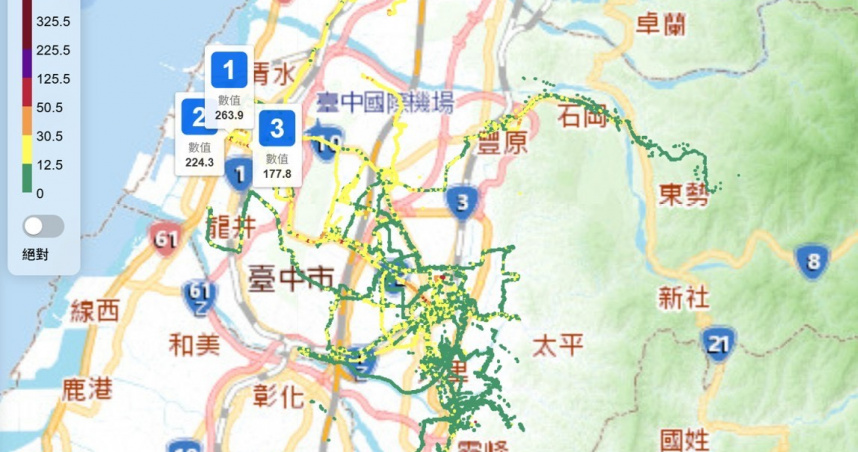 MoT運行數據地圖。（圖／取自台中市政府網站）