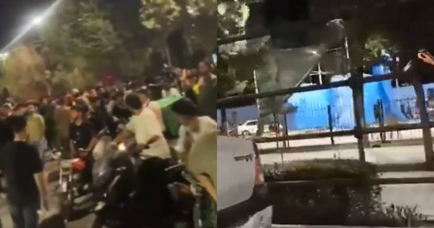 疑似當地民眾拍下現場搭建鐵製絞刑架的畫面。（圖／翻攝X）