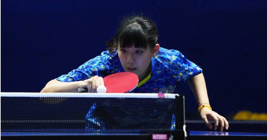 台灣女桌好手黃愉偼，剛在德國世大運4強賽輕鬆擊敗香港選手，取得稍後金牌戰門票。(圖／大專體總提供)