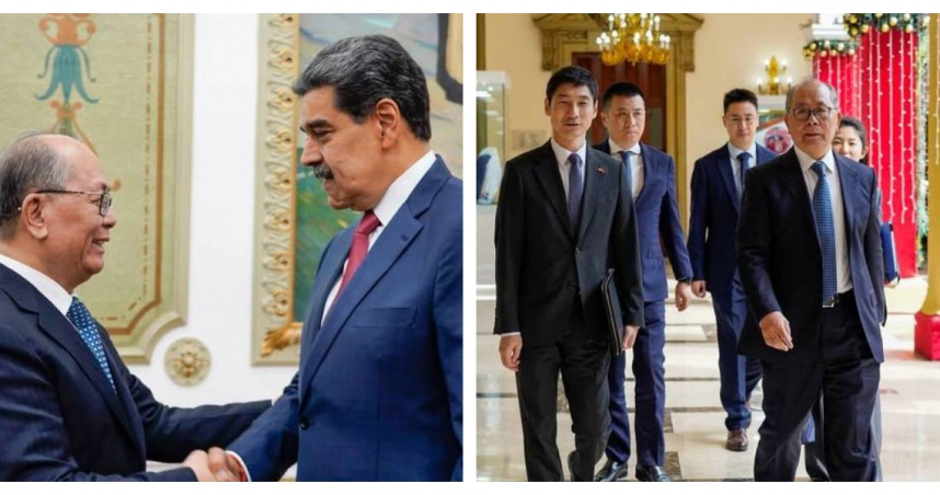 馬杜洛於1月2日在總統府觀花宮接見中國特使邱小琪，雙方強調中委為堅定盟友，僅隔數小時即爆發美軍突襲。（圖／翻攝自臉書，Nicolás Maduro）