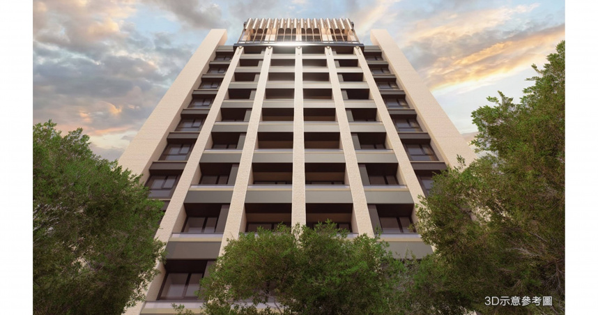 「聚碩仁玉」以細膩工法雕琢立面線條，重現法式新古典藝術建築經典而不複刻的優雅姿態，榮獲2025年美國謬思設計大獎金獎殊榮。（3D示意圖／聚碩仁玉提供）