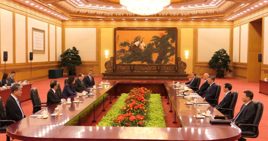 「鄭習會」今天（10）日上午11點在北京人民大會堂東大廳登場。（圖／周毓翔攝）