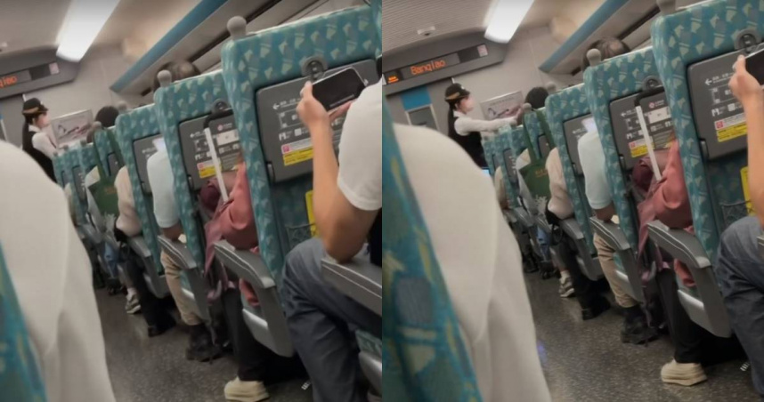 高鐵列車長要求拿包包佔位的阿嬤幫包包補全票。(圖/翻攝自臉書/爆料公社)