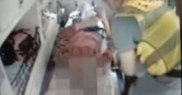 台中北屯1名86歲老婦人在菜園摘菜時，遭赤尾青竹絲咬傷左手腕，緊急送醫救治。（圖／翻攝畫面）