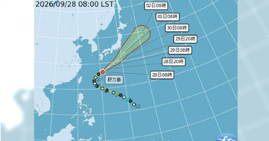 颱風「舒力基」預測路徑。（圖／中央氣象署）