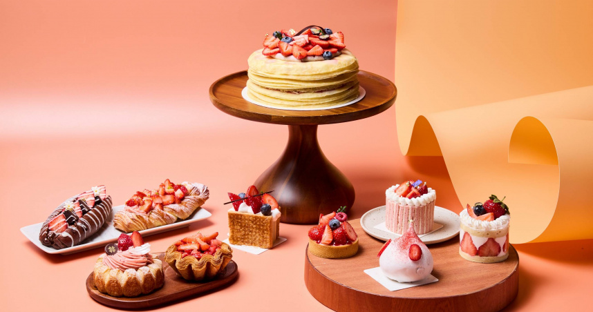 日日烘焙坊、糕餅小舖聯手推出「莓好滋味」10款新品，每款都充滿甜美魅力。（圖／漢來美食提供）