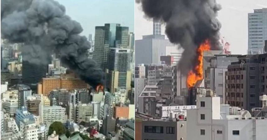 知名出版社「秋田書店」總部舊址發生火災，造成2名工人送醫治療，幸無大礙。（圖／翻攝自X／Gt8VUlzRG7buafO、BubbleHeadJP）