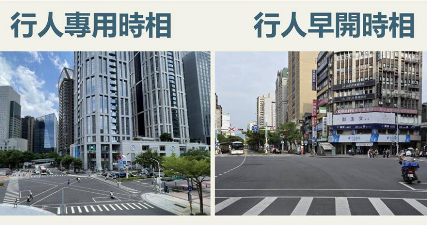 行人專用號誌與行人早開時相。（圖／交通部提供）