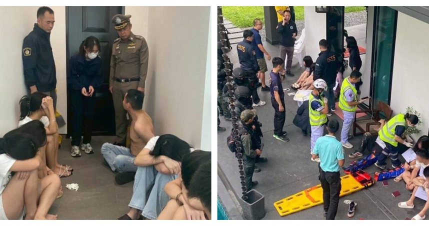 詐騙集團以清邁高級住宅作為據點，警方疑其與跨國網路詐騙組織有關。（圖／翻攝自Khaosod網頁）