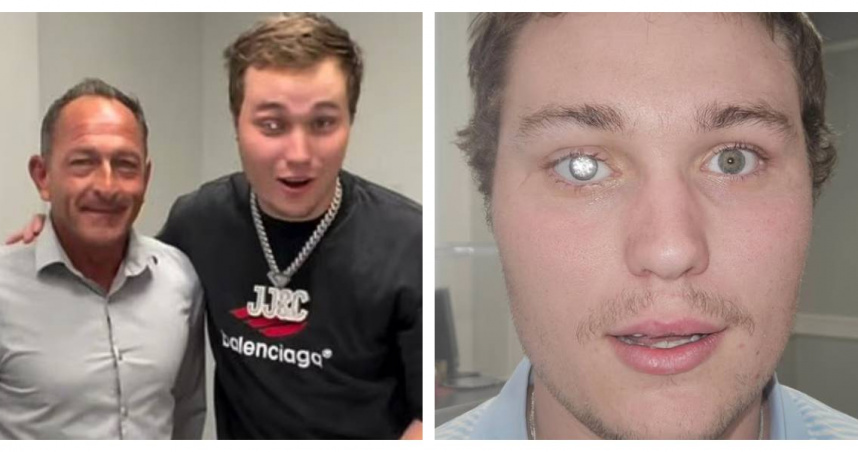 義眼專家伊姆（左）與瓊斯合作打造這顆史上最昂貴的義眼。（圖／翻攝自IG，Slater Jones）