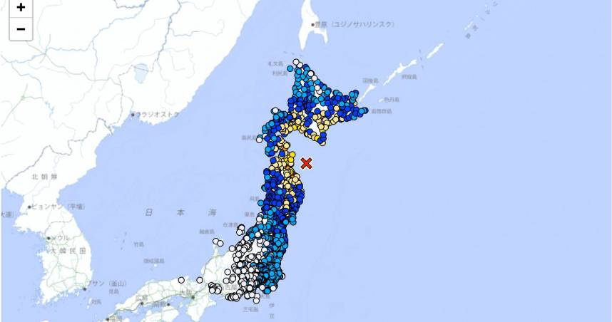 日本發生規模7.6地震。（圖／日本氣象廳）