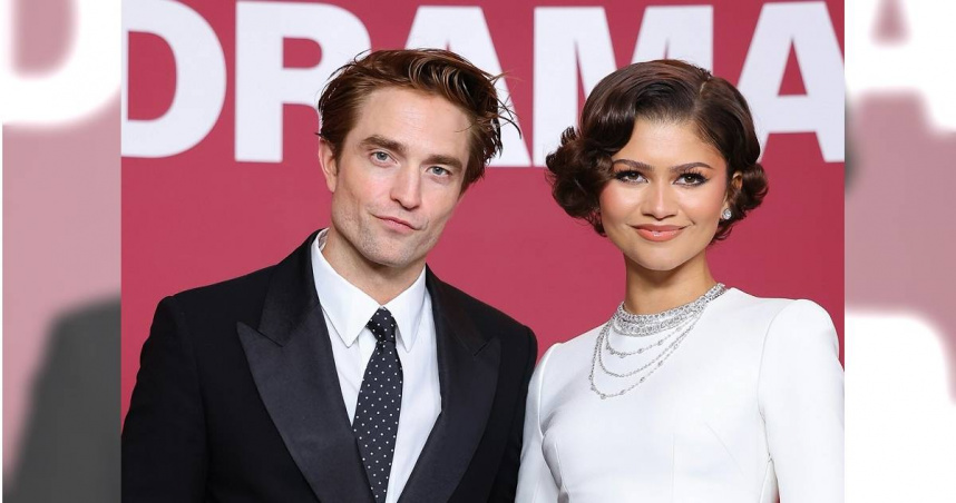 羅伯派汀森（左）、千黛亞（右）在《抓馬戀人》中與首映會上都展現自然又甜蜜的逗趣互動。（圖／采昌提供）