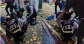 南韓釜山一名員警在執法時假髮不慎脫落，所幸有熱心路人幫忙戴回，守住他的尊嚴。（圖／翻攝自韓網）
