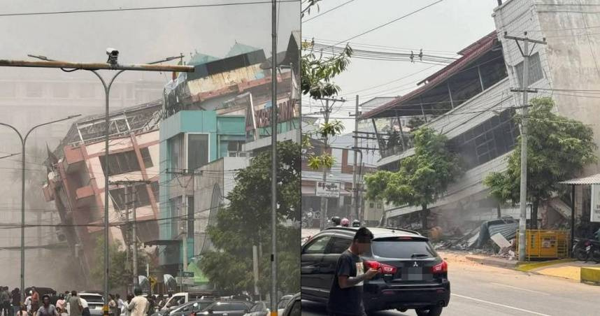 緬甸昨（28日）下午發生規模8.2強震（依泰國氣象局資訊）後，相隔12分鐘左右又發生規模6.4地震，災情慘重。（圖／翻攝自X）