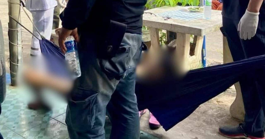 警方進行現場調查,吊床附近留有痕跡。(圖/翻攝自 ห้องข่าวกันทรลักษ์臉書)