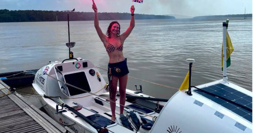 21歲的拉克蘭花了97天10小時20分鐘，獨自從葡萄牙拉各斯划船抵達南法屬幾內亞卡宴，創下3項金氏世界紀錄。（圖／翻攝自金氏世界紀錄官網）