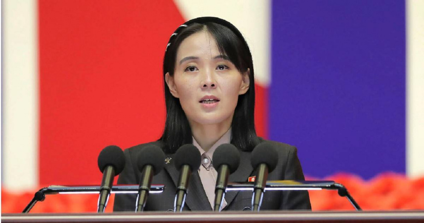 北韓領導人金正恩胞妹金與正發表聲明強烈批評日本。（圖／達志／美聯社）