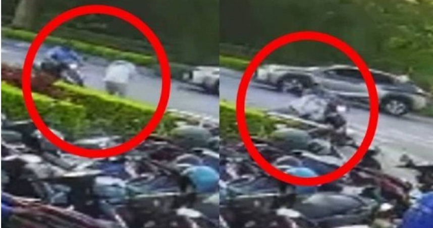 金門伯玉路二段家樂福前，有機車不慎衝撞步行中的行人，造成1名男子至今仍昏迷未醒。（圖／翻攝畫面）