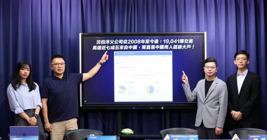 國民黨再踢爆沈伯洋父公司營業額7成5來自中國大陸,即使沈伯洋堅持其父是中南美台商,也無法改變事實(圖/國民黨提供)
