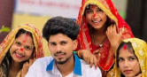 印度北方邦（Uttar Pradesh）近日爆出一起罕見婚姻爭議事件，3名姊妹決定一同嫁給同一名男子。（圖／翻攝X）