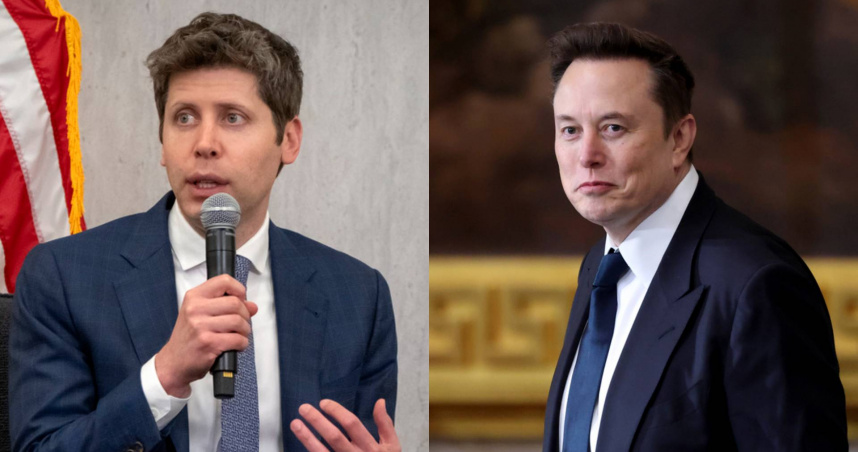 OpenAI執行長阿特曼（Sam Altman，左）與特斯拉執行長馬斯克（Elon Musk，右）。（合成圖／達志／美聯社）