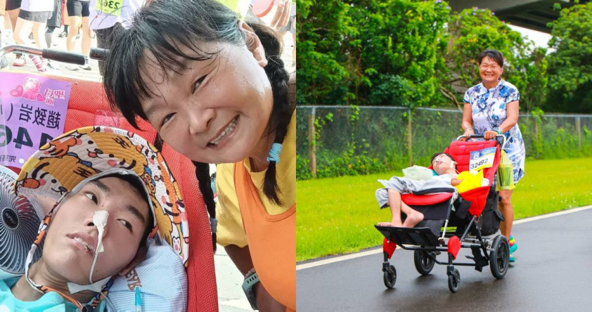 「超跑媽媽」陳嘉齡與兒子小比一起完成過多場馬拉松賽事。（圖／翻攝自臉書／小比的跑旅雜記）