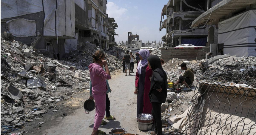 以色列全面封鎖加薩地區已持續三個月。（圖／達志／美聯社）