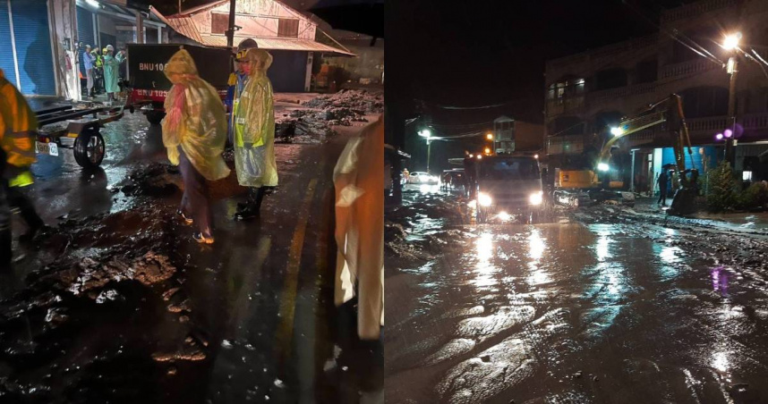 花蓮縣長徐榛蔚於23日晚間前往光復鄉現場會勘並指揮災復工作。（圖／翻攝自臉書／徐榛蔚）