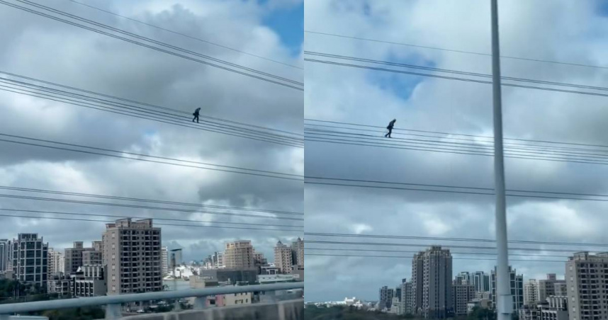 台電人員必須在電纜上清除污垢，避免停電。（圖／翻攝Threads／＠eleanorwu0114）