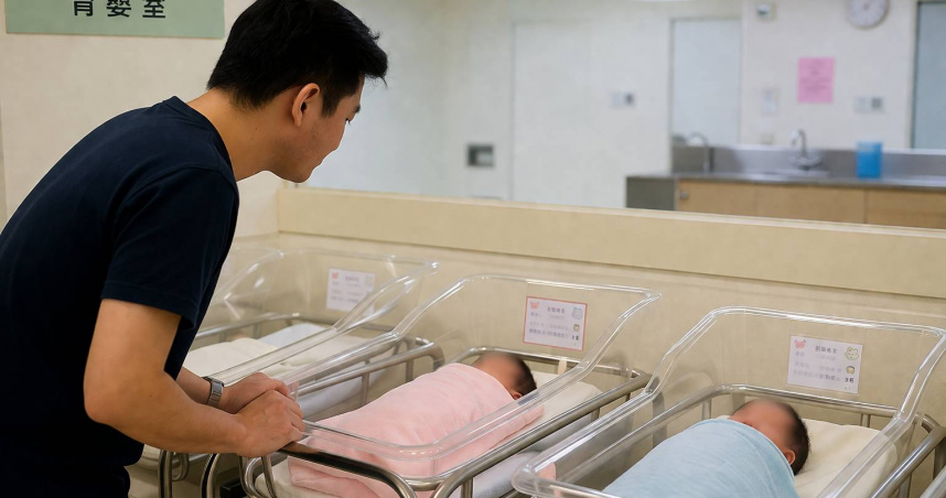 父親在育嬰室比對兩名嬰兒外貌，當場產生疑慮。（示意圖／AI生成）