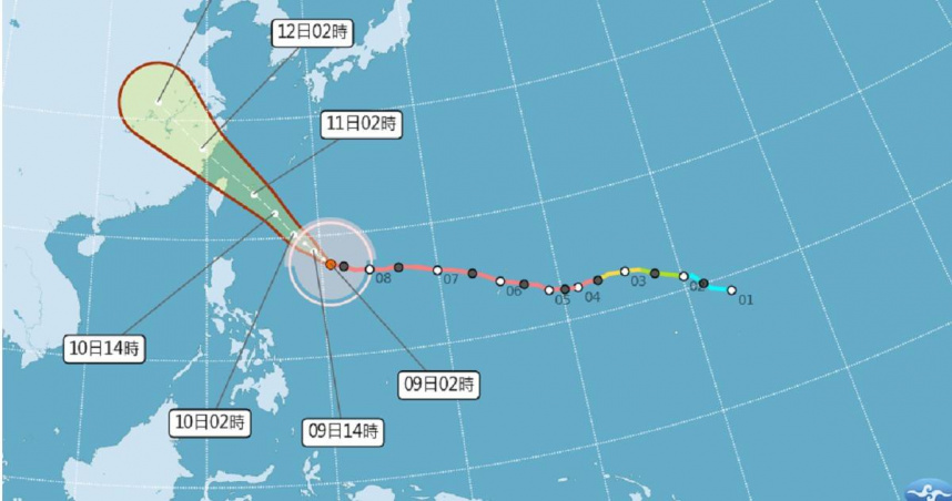 強颱巴威最新路徑預測圖。 （圖／中央氣象署提供）