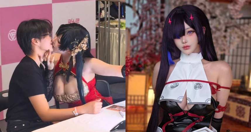 南韓人氣Coser Yasal赴中國參加動漫活動，簽名會上與女粉絲嘴對嘴親吻，影片在網路上瘋傳。（圖／翻攝自Yasal X）