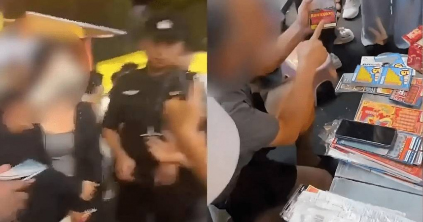 大陸一名女子在路邊攤玩刮刮樂，與老闆口頭約定先刮再付錢，她刮中百萬卻被老闆搶走彩券，引發爭議。（圖／翻攝自微博）