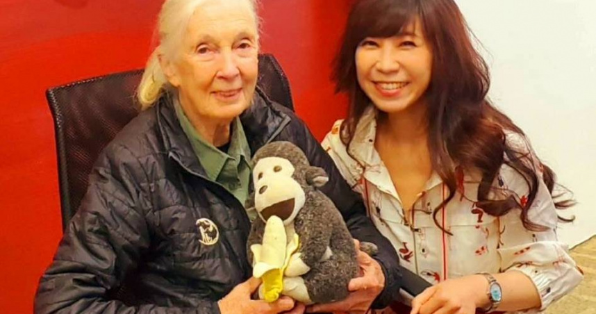 今年6月珍古德博士訪台時，白心儀與團隊全程隨行專訪。（圖／三立提供）