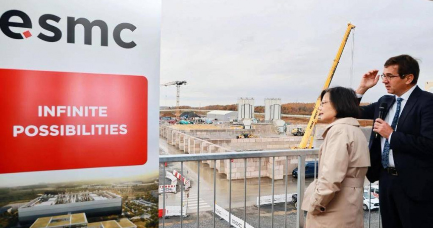 蔡英文訪歐積電表示，歐積電這座廠區，會成為歐洲產業升級的重要節點。（圖／蔡英文辦公室提供）