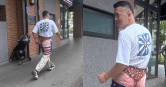 本刊讀者在台北信義區街頭巧遇草爺，身穿相當吸睛的性感內褲走在路上。（圖／讀者提供）