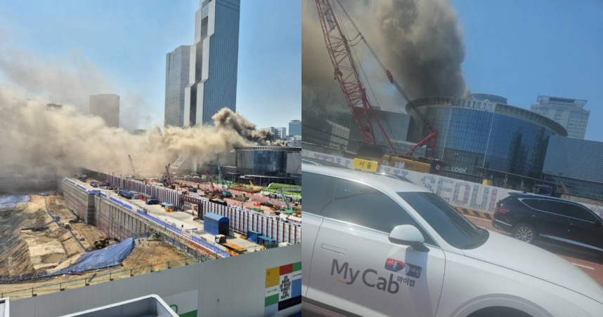 位於南韓首爾市江南區三成洞的知名國際會議暨展示中心「COEX」，25日傳出火警的消息。（圖／X／@LEMIN79）