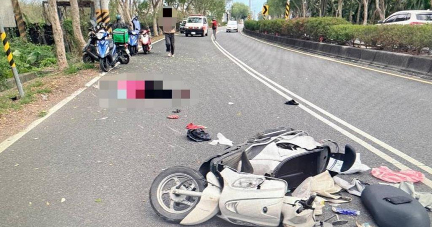 40歲姚姓女騎士26日騎車經內埔鄉科大路三段，不明原因撞上路樹，送醫不治。（圖／警方提供）