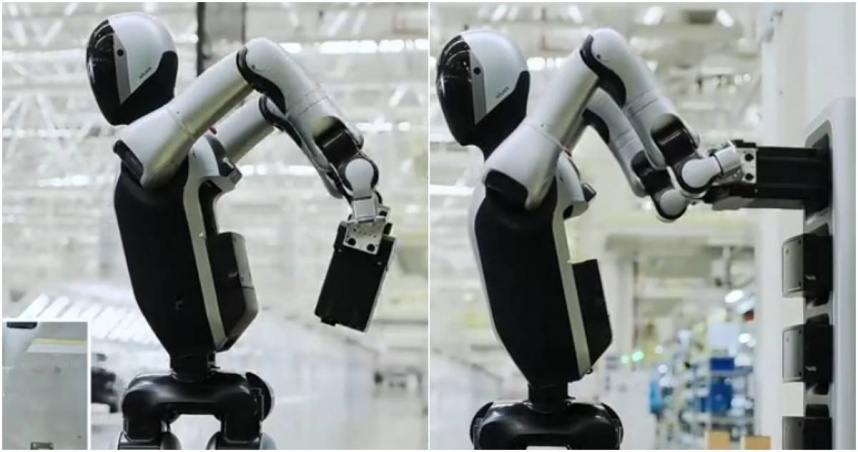 優必選科技研發的Walker S2人形機器人正在自己換電池。（合成圖／翻攝自《百度》）