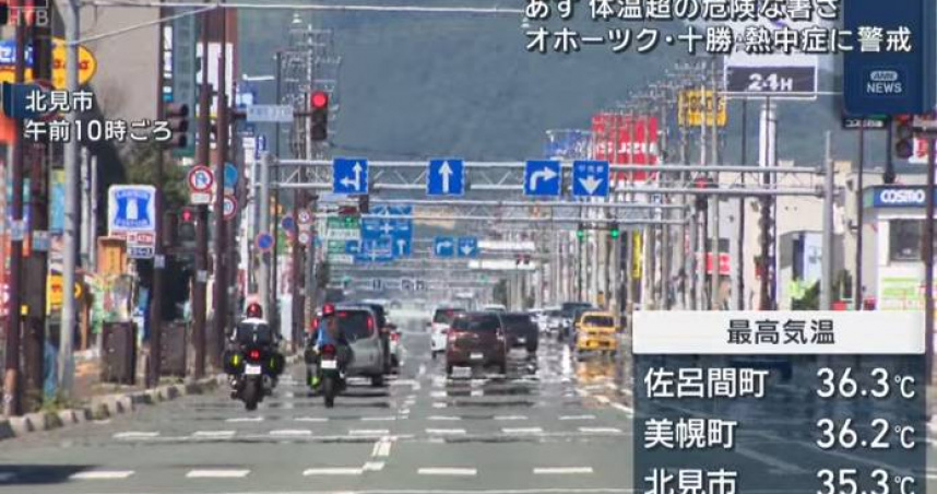 北海道預計24日高溫上看40℃，恐創觀測史上最高紀錄。（圖／翻攝自HTB北海道新聞）
