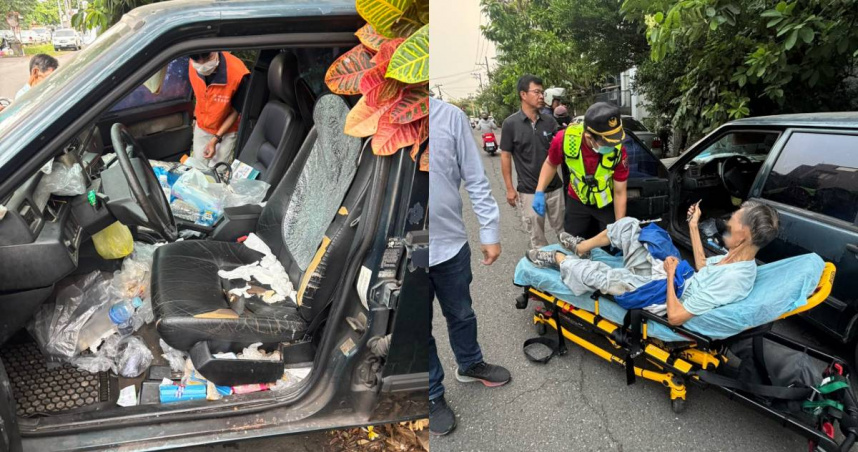 屏東市一名72歲陳姓阿伯近1個月來都住在老舊汽車上。（圖／翻攝自臉書／方華雄 與您攜手同行為社會做好事）