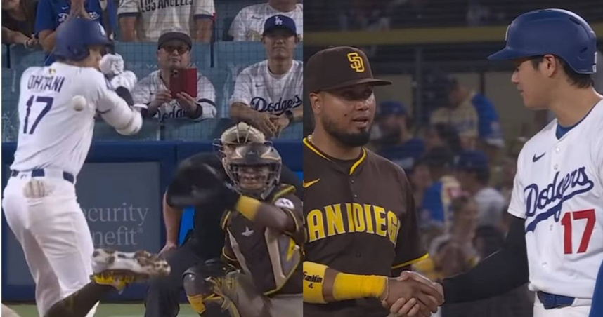 大谷翔平在9局下被觸身球砸中，憑藉高EQ順利化解兩隊衝突。（圖／擷取自IG＠mlb）