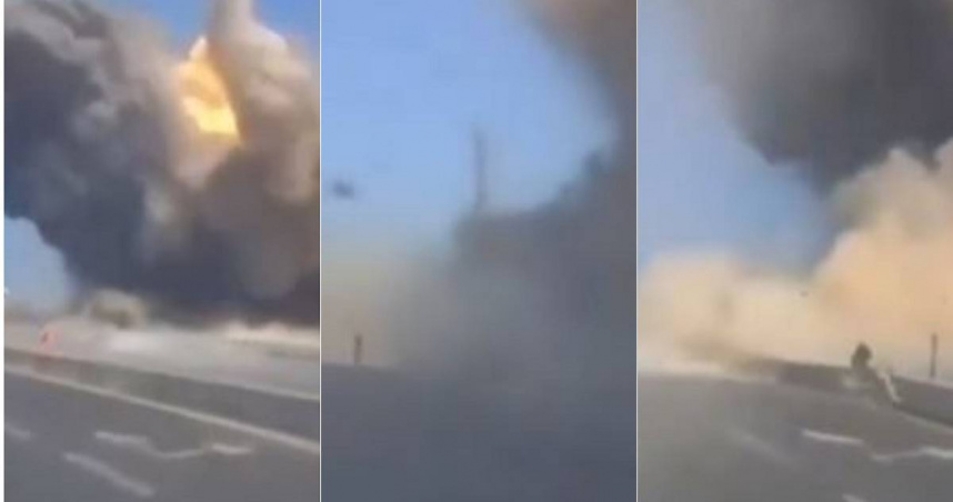 伊朗今天發射飛彈反擊以色列，爆炸畫面讓人怵目驚心。（圖／翻攝自X）