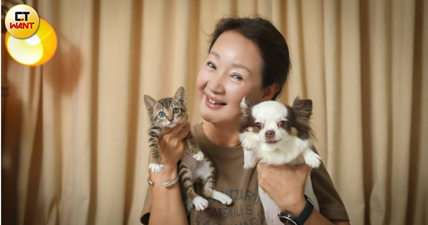 鮑正芳家中一貓一狗陪伴，十分愜意。（圖／侯世駿攝）