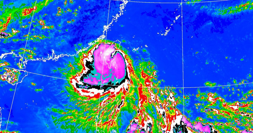 楊柳颱風登陸台東，全台14縣市列入陸上警報範圍。（圖／氣象署）