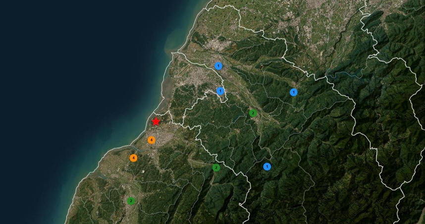 苗栗竹南深夜連2震，最大震度4級。（圖／翻攝自臉書＠twtybbs）