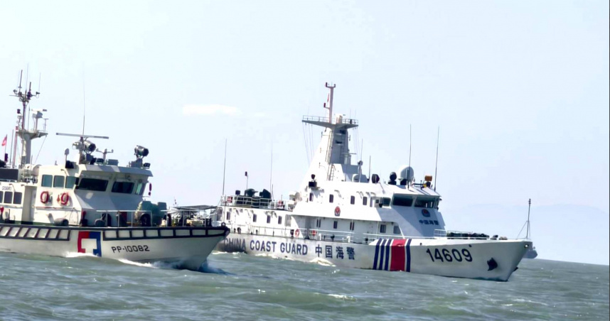 中共聯合軍演，台灣周邊水域驚見14艘海警船。（圖／翻攝畫面）