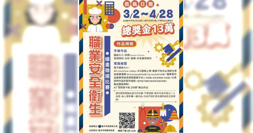 台中市職業安全衛生繪畫徵選比賽宣傳海報。（圖／台中市政府提供）