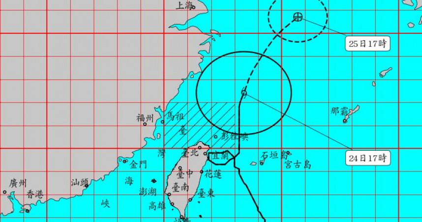 颱風「薔琵」持續遠離台灣，中央氣象署預計今晚8時30分解除海上颱風警報。（圖／氣象署）