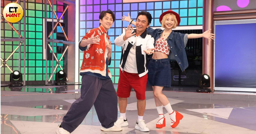 陳漢典（左起）、吳宗憲、Lulu主持《綜藝大熱門》改名《超級大熱門》。（圖／焦正德攝）